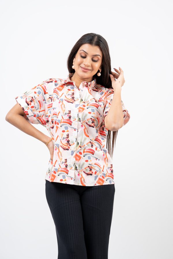 Abstract Printed Button Down Blouse - Image 2
