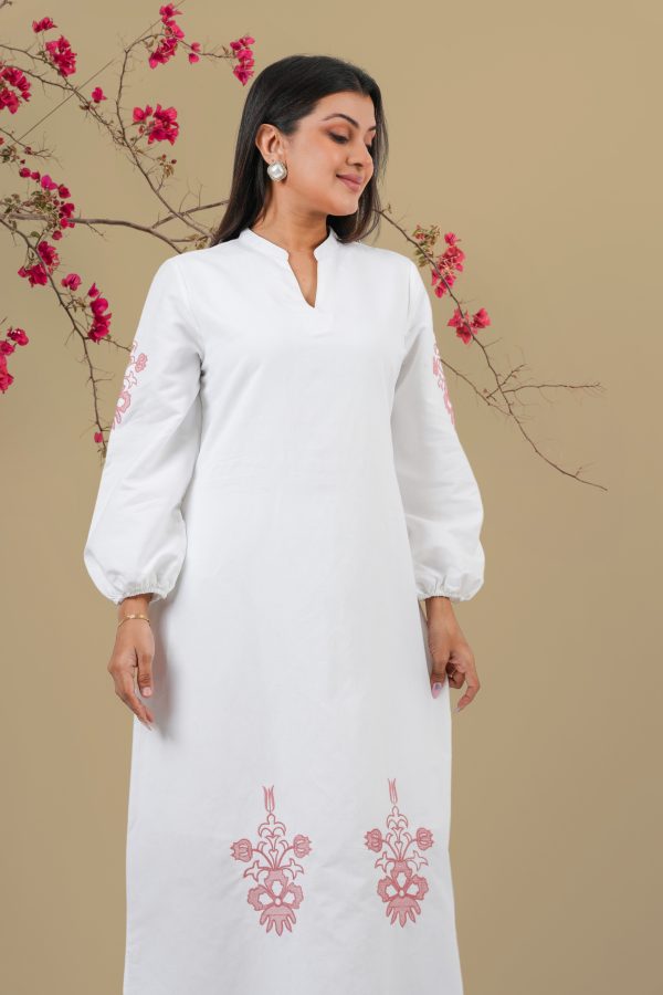 Embroidered Long Puff Sleeve Maxi Dress - Image 4