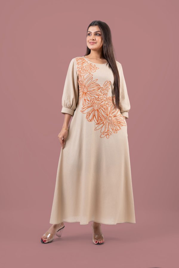 Floral Embroidered Round Neck Maxi Dress - Image 5