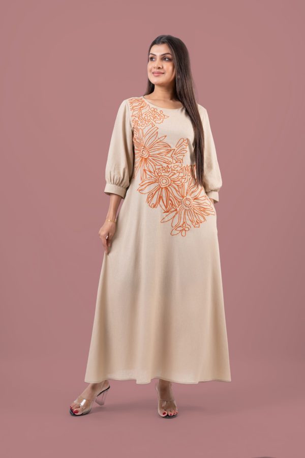 Floral Embroidered Round Neck Maxi Dress - Image 5