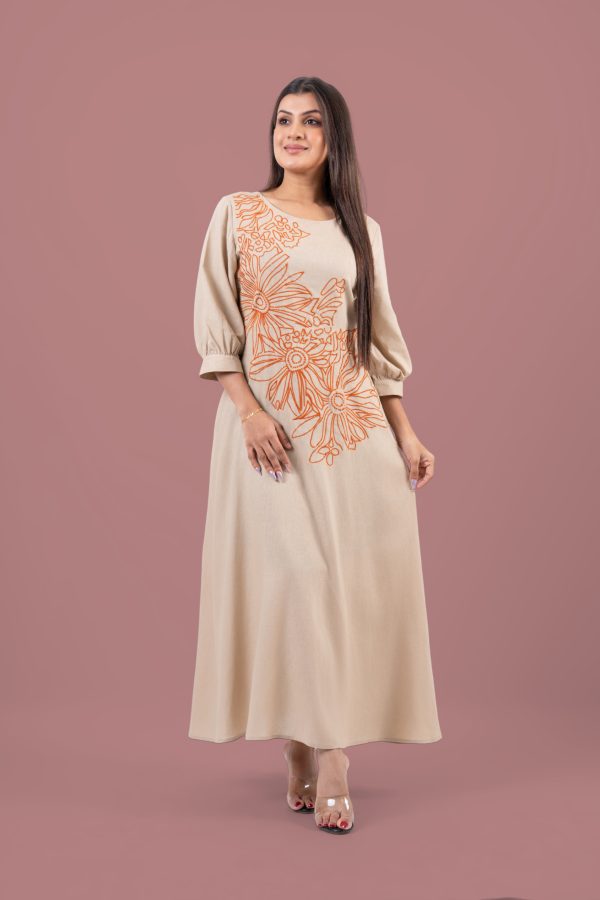 Floral Embroidered Round Neck Maxi Dress - Image 4