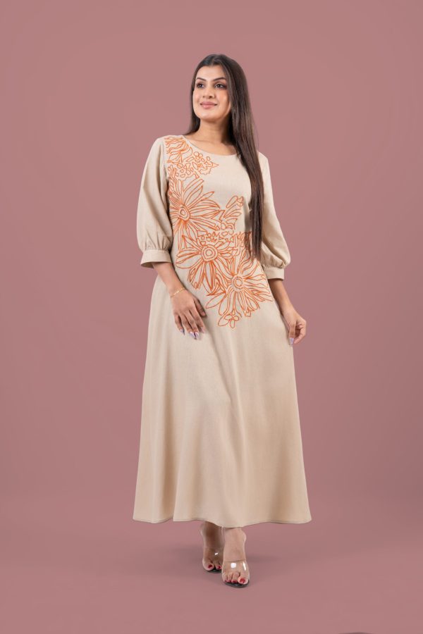 Floral Embroidered Round Neck Maxi Dress - Image 4