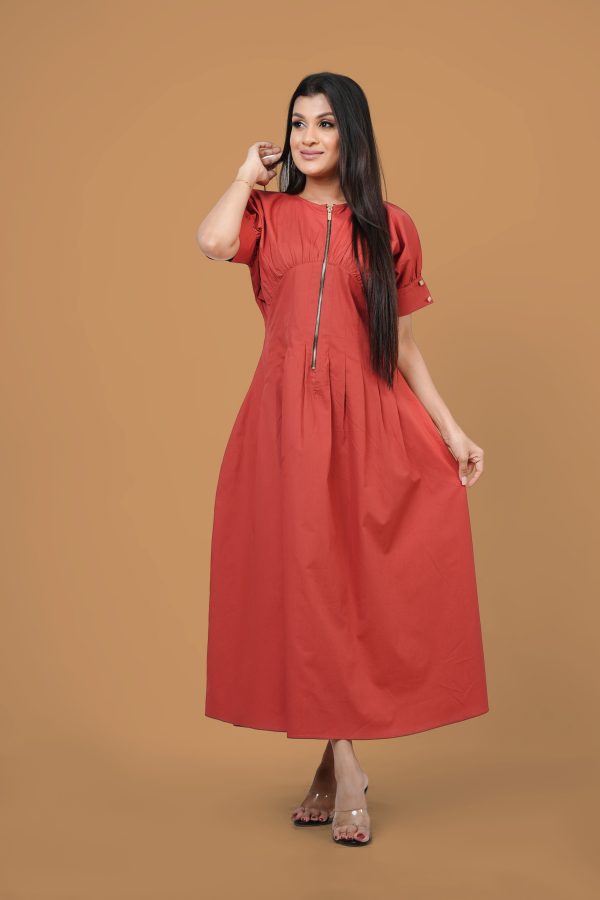 Empire Line Zipper Detail Maxi Dress - Image 4
