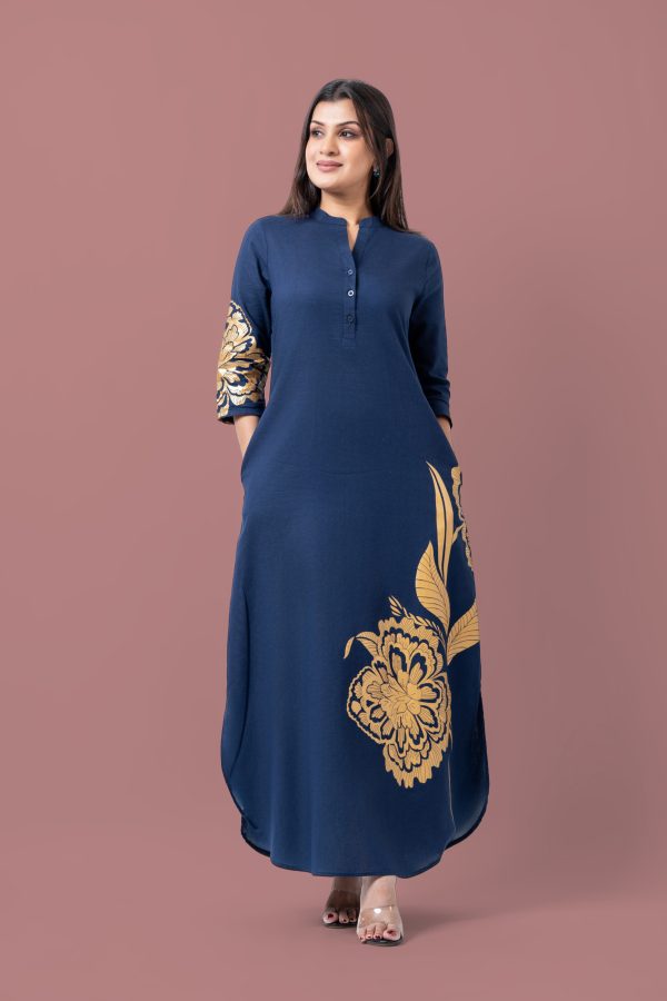 Floral Printed Curve Hem Maxi Dress - Image 4