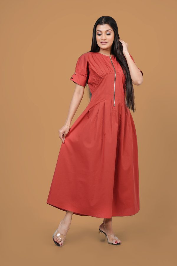Empire Line Zipper Detail Maxi Dress - Image 5
