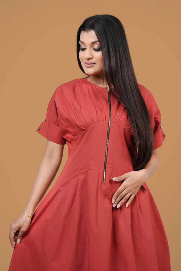 Empire Line Zipper Detail Maxi Dress