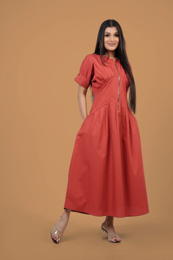 Empire Line Zipper Detail Maxi Dress - Image 3
