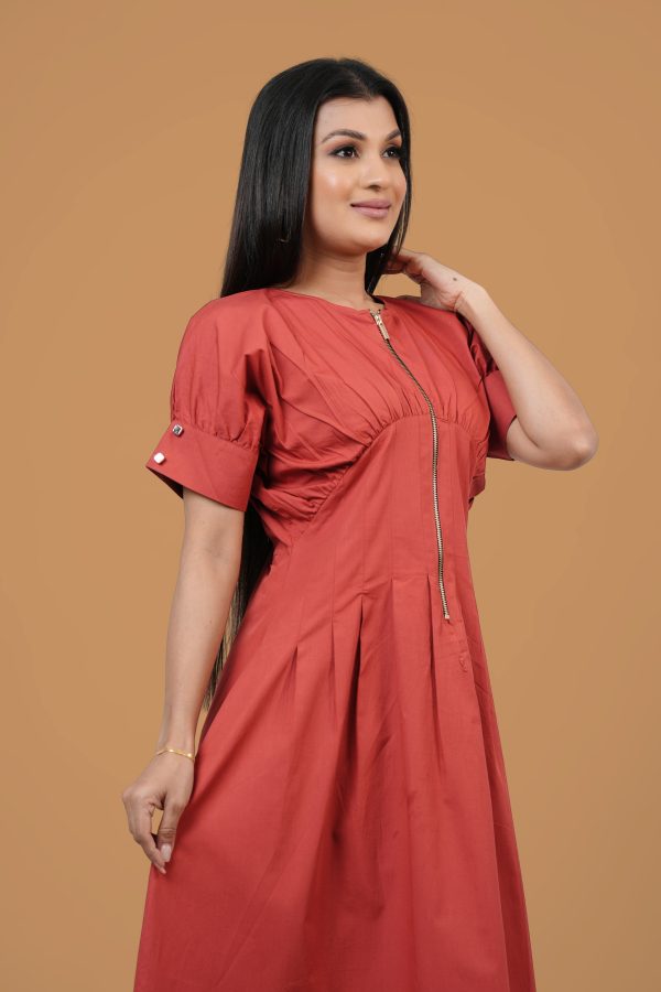 Empire Line Zipper Detail Maxi Dress - Image 2