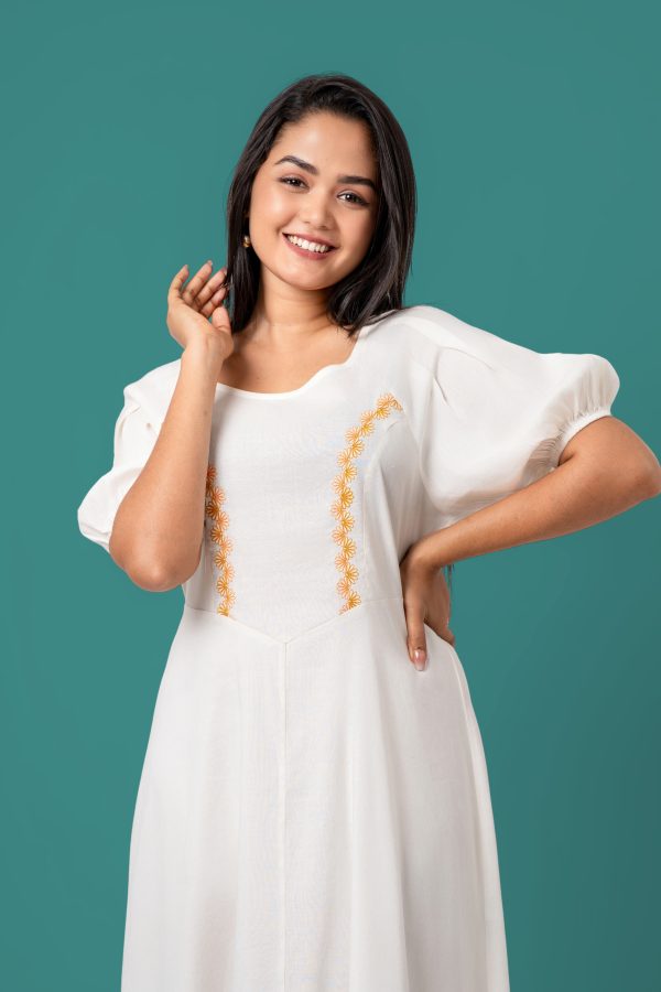 Embroidered Princess Line Maxi Dress