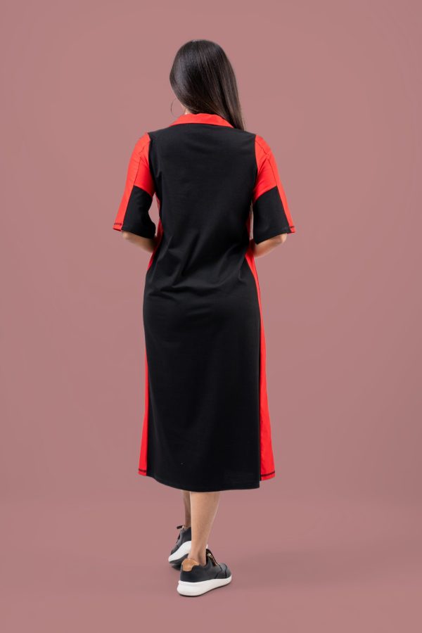 Color Block Zipper Closure Detail Midi T-Shirt Dress - Image 5