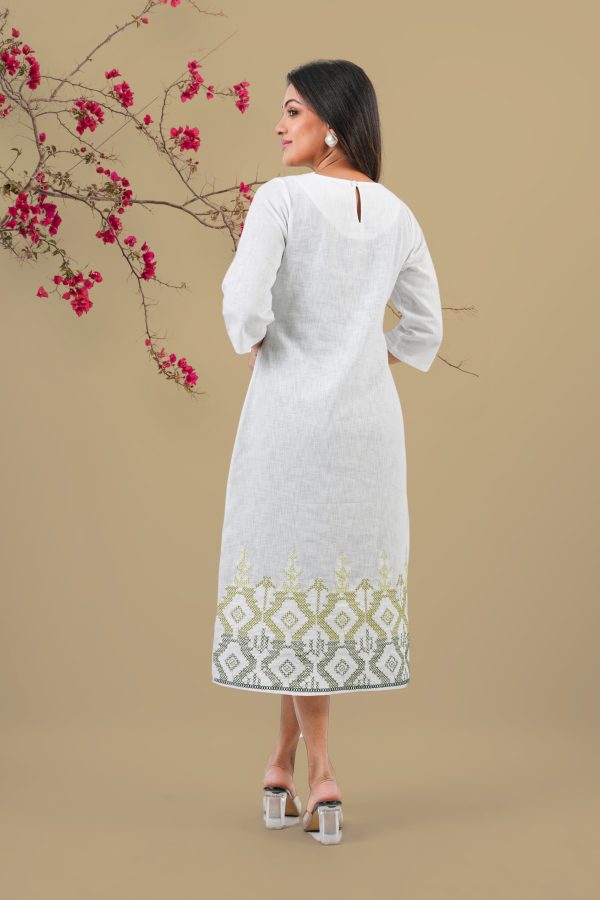 Cross Embroidery Hem Detail Midi Dress - Image 4