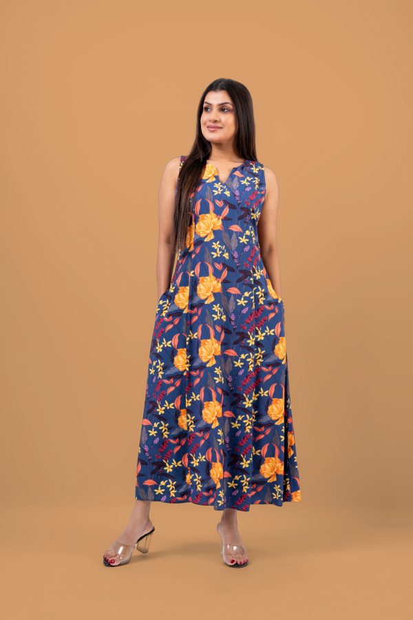 Floral Patterned Sleeveless Midi Dress - Image 3