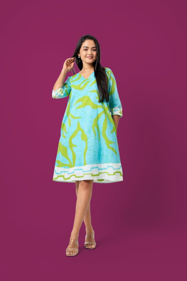 Abstract Patterned Batik Short Dress - Image 2