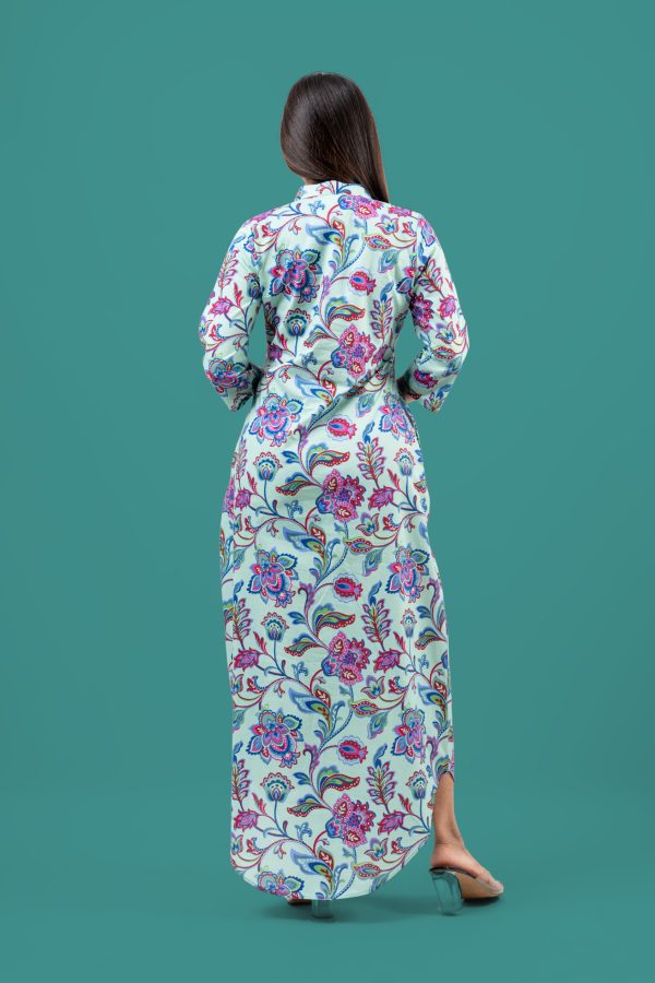 Floral Graphic Patterned Button Up Maxi Shirt Dress - Image 5