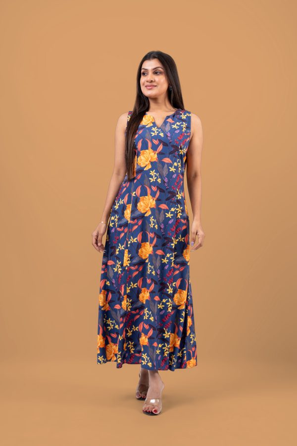Floral Patterned Sleeveless Midi Dress - Image 4