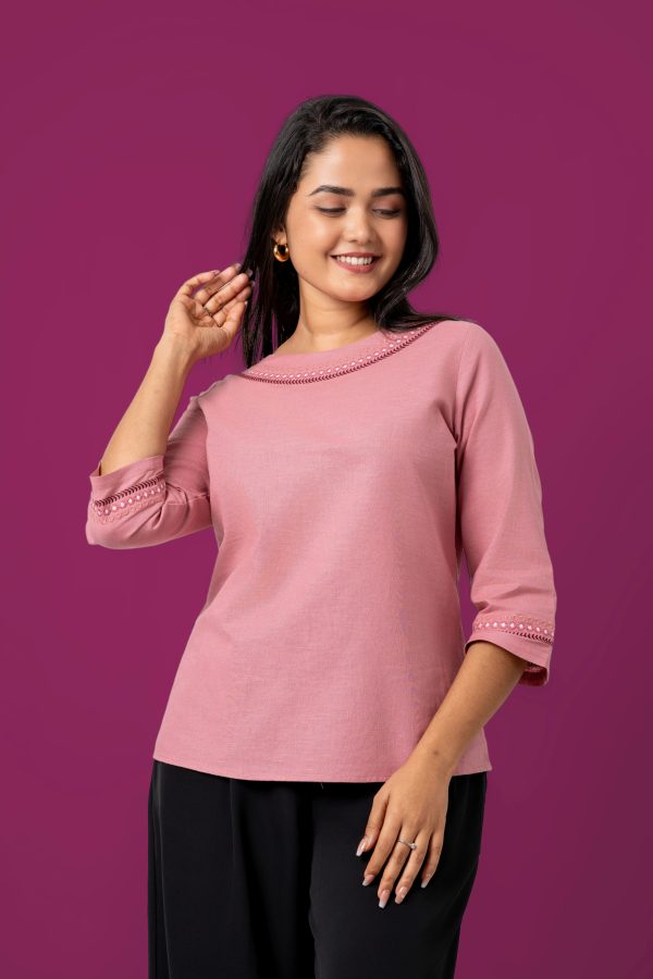 Geometric Embroidery Detailed Blouse - Image 3