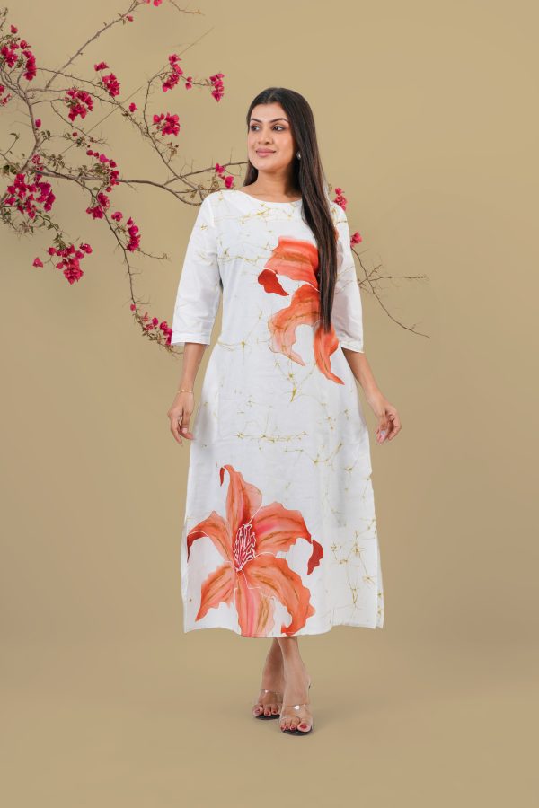 Floral Detail Batik Midi Dress - Image 4