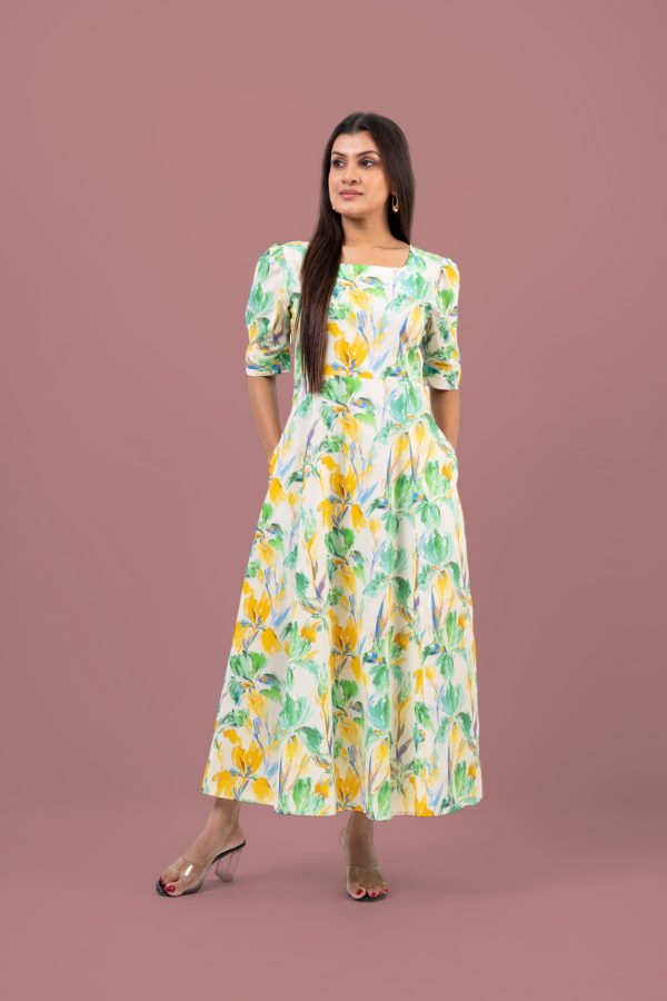Floral Patterned Square Neck Maxi Dress - Image 4