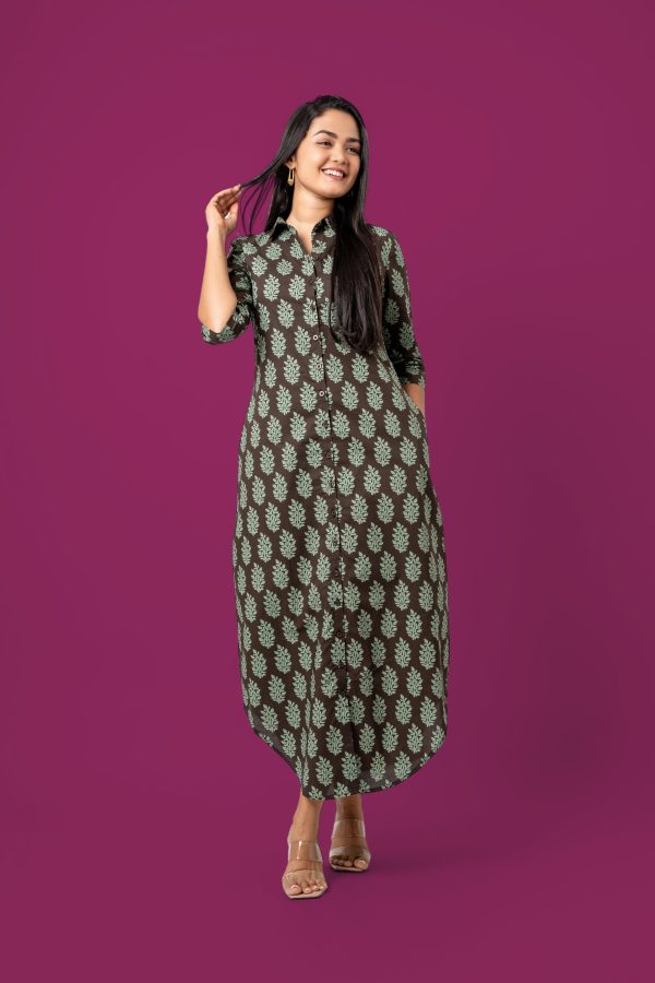 Curved Hem Maxi Shirt Dress - Image 5