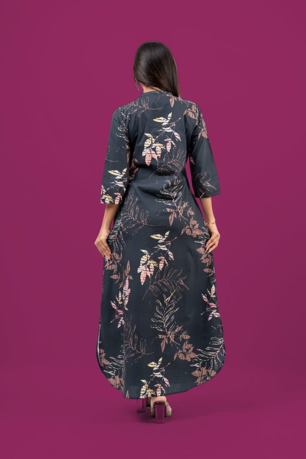 Leaf Patterned Maxi Shirt Dress - Image 5