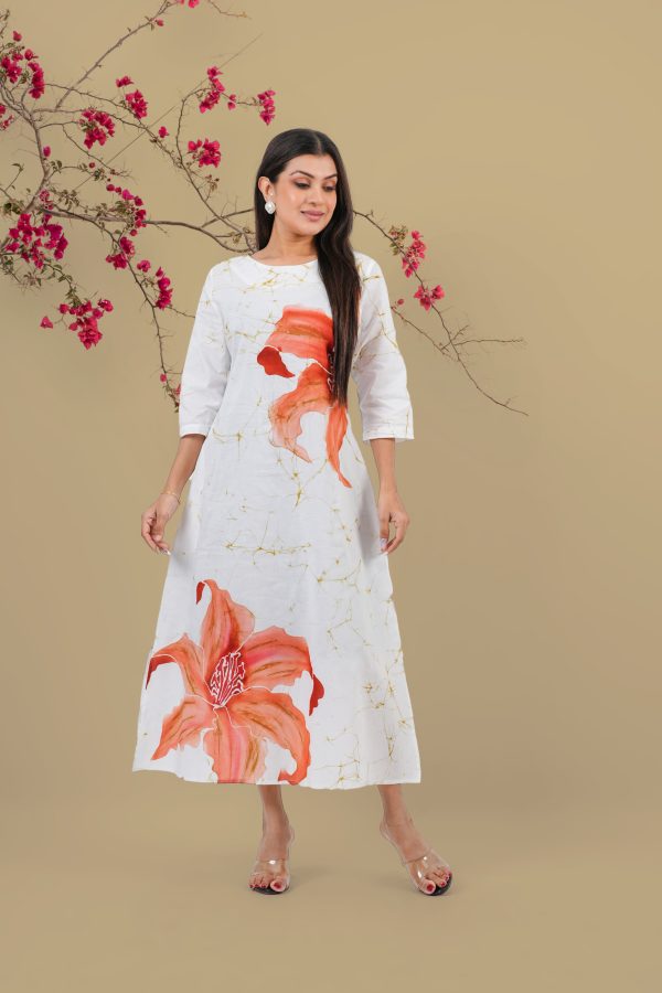 Floral Detail Batik Midi Dress - Image 5