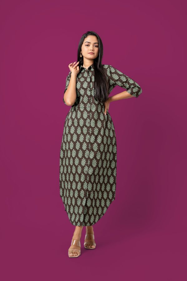 Curved Hem Maxi Shirt Dress - Image 3