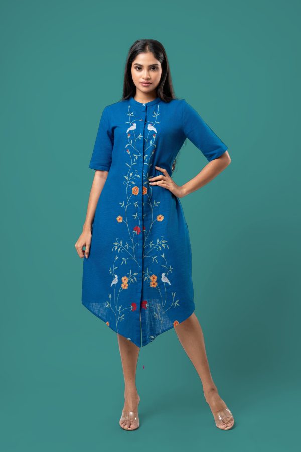 Floral Embroidered Short Shirt Dress - Image 4