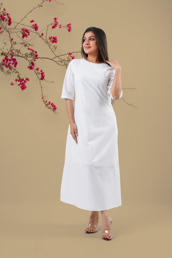 Round Neck Elbow Sleeve Maxi Dress - Image 2