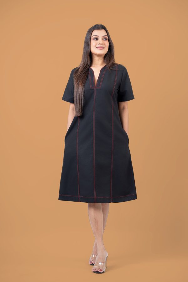Contrast Thread Detail Short Dress - Image 2