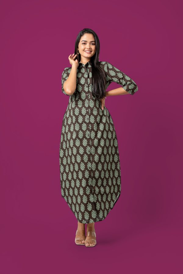 Curved Hem Maxi Shirt Dress - Image 4