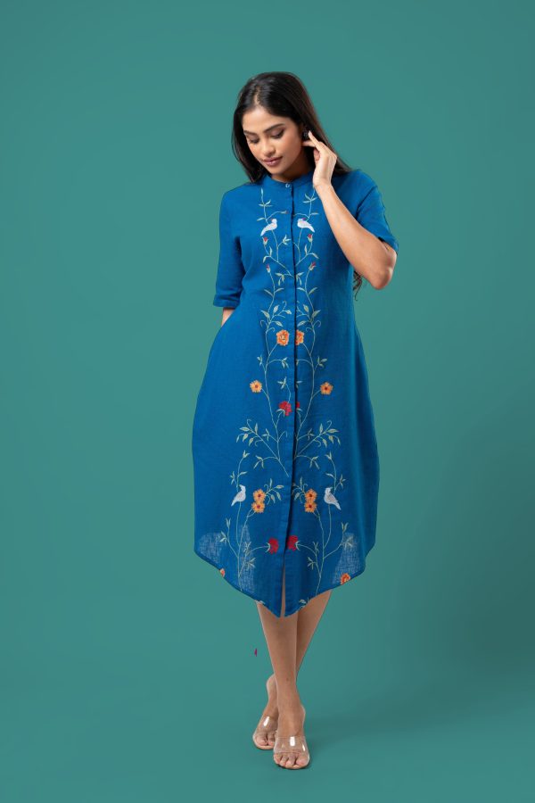 Floral Embroidered Short Shirt Dress - Image 5