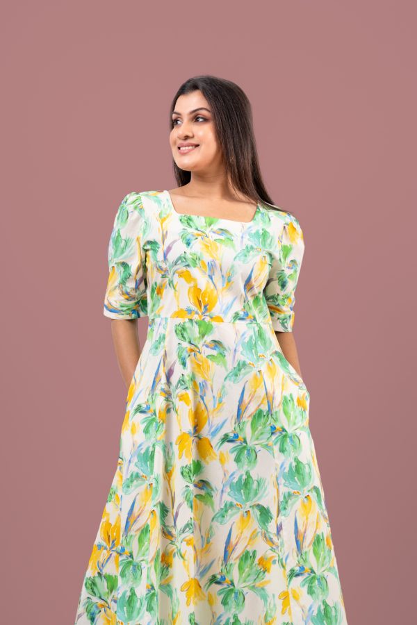Floral Patterned Square Neck Maxi Dress - Image 2