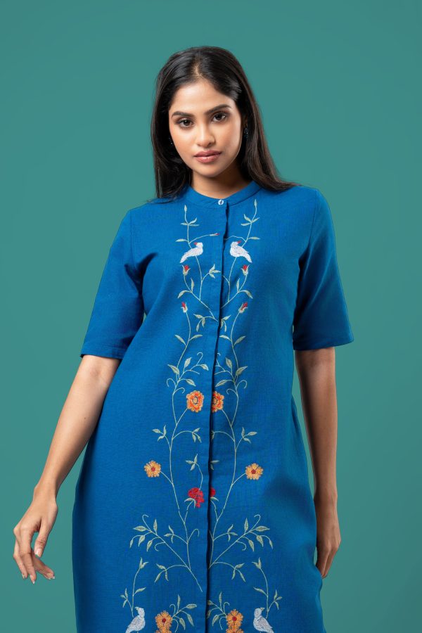 Floral Embroidered Short Shirt Dress