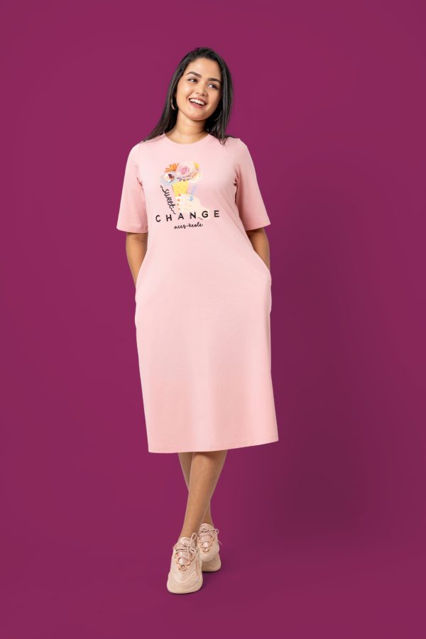 3D Embellished Loose Fit Midi T-shirt Dress - Image 5