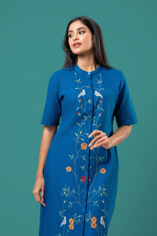 Floral Embroidered Short Shirt Dress - Image 2