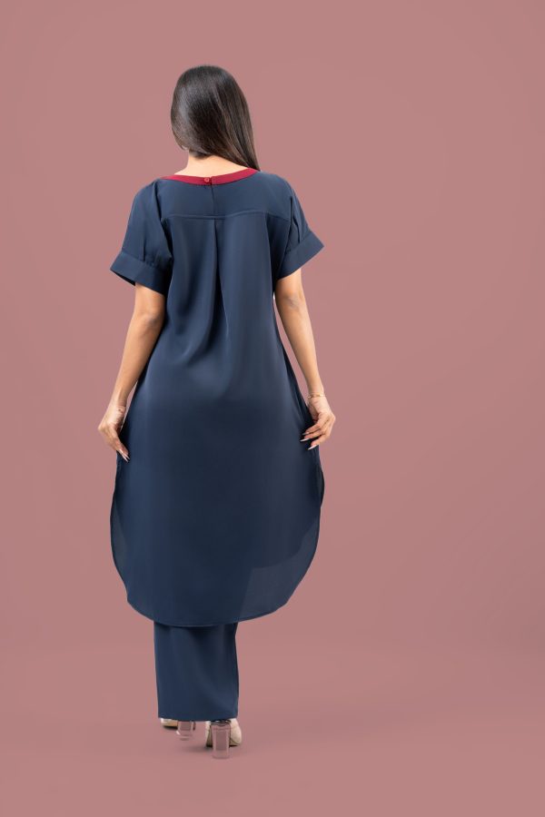 Color Block Short Sleeve Kurta and Pants Set - Image 5