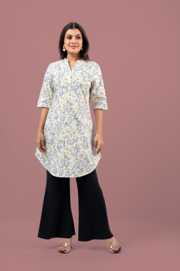 Floral Patterned Curved Hem Kurta Top - Image 4
