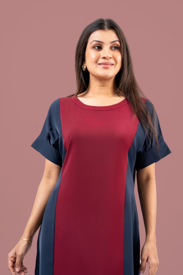 Color Block Short Sleeve Kurta and Pants Set - Image 2