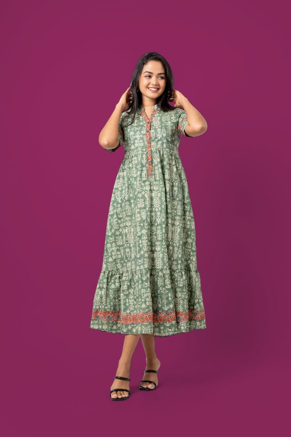 Printed Color Block Tiered Maxi Dress - Image 2