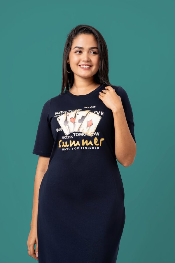 Loose Fitted Graphic Print Short T-Shirt Dress