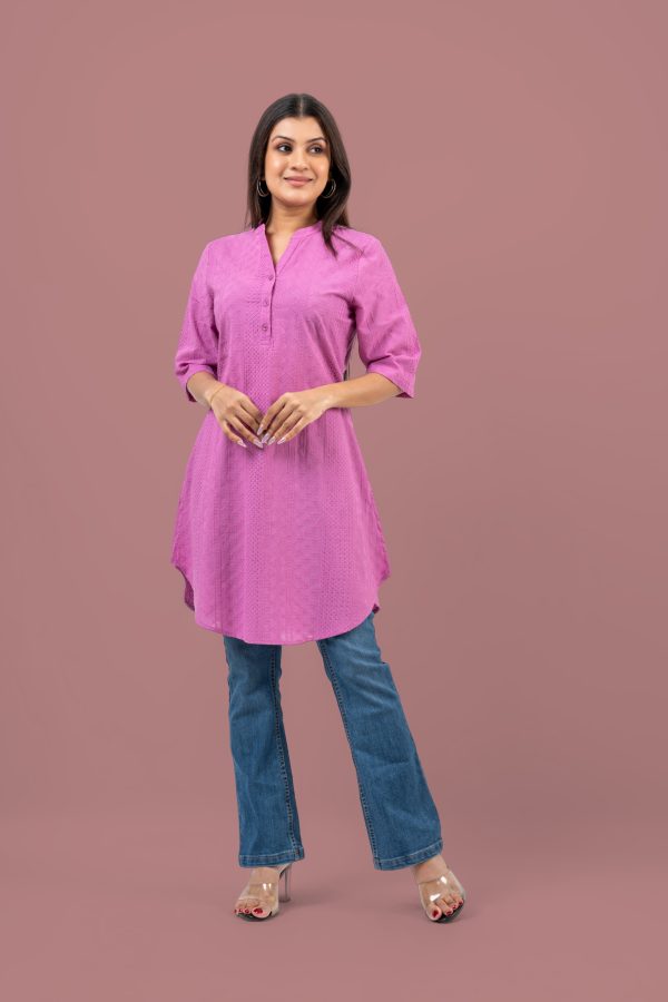 Cutlawn Curved Hem Kurta Top - Image 3