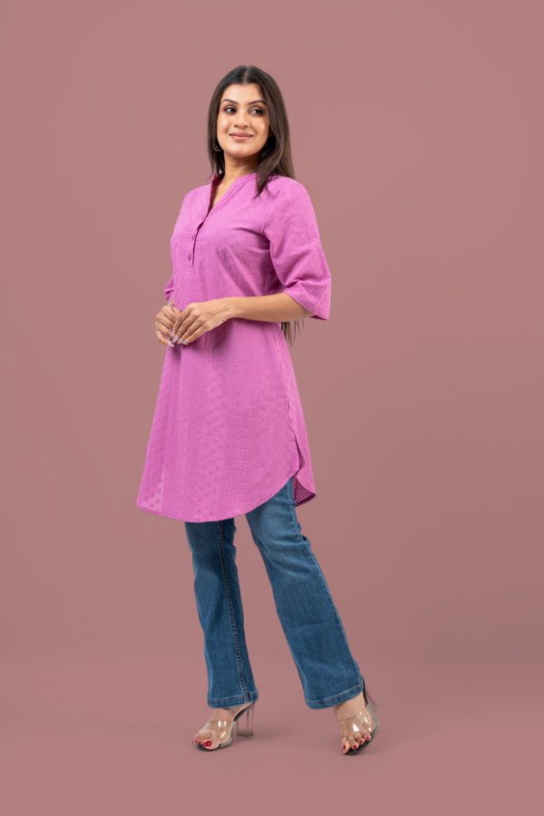 Cutlawn Curved Hem Kurta Top - Image 4