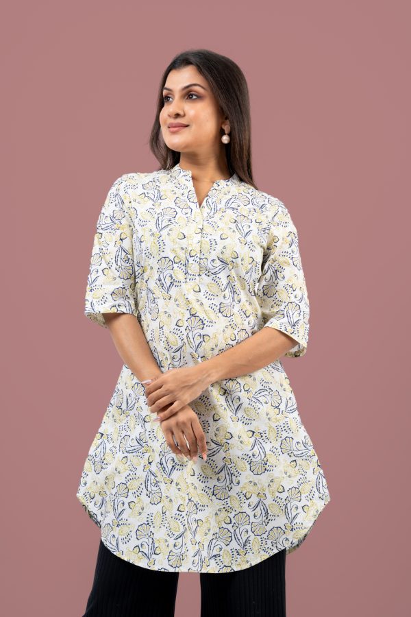Floral Patterned Curved Hem Kurta Top - Image 2
