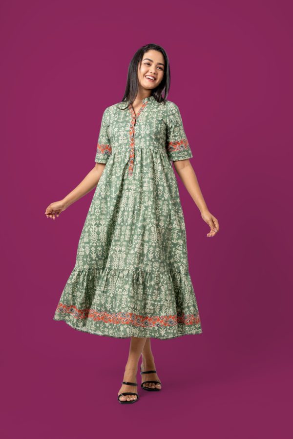Printed Color Block Tiered Maxi Dress - Image 4