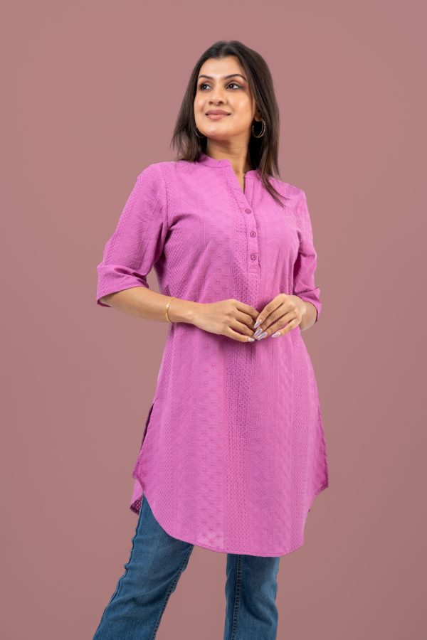 Cutlawn Curved Hem Kurta Top - Image 2