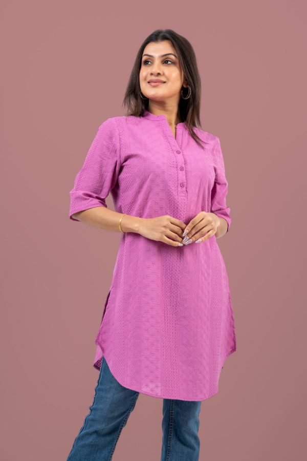 Cutlawn Curved Hem Kurta Top - Image 2