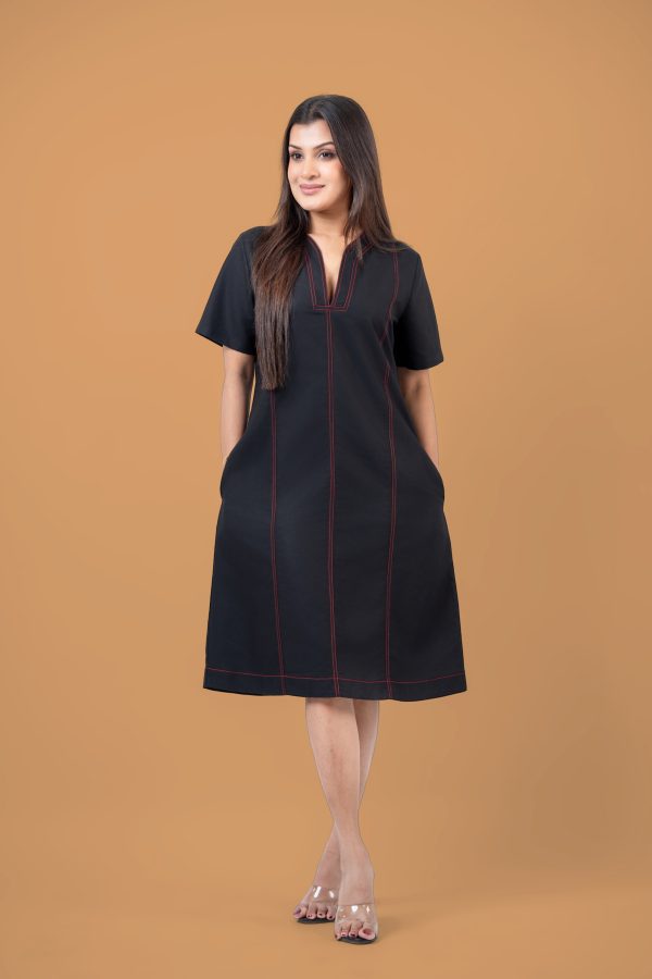 Contrast Thread Detail Short Dress - Image 3