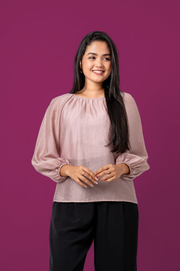 Gather Detail Puff Sleeve Top - Image 2