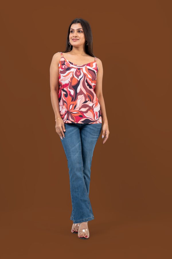 V-Neck Abstract Printed Cami Top - Image 3