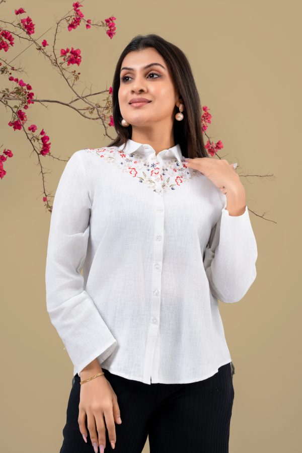 Embroidered Loose Fit Shirt Blouse